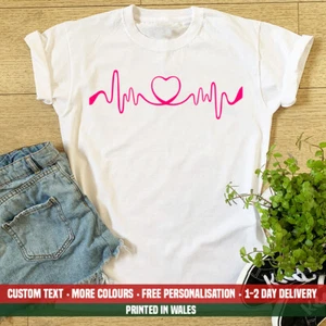 Ladies Love Heartbeat T Shirt Cute Island Lifeline Cancer Ribbon TV Gift Top - Picture 1 of 1