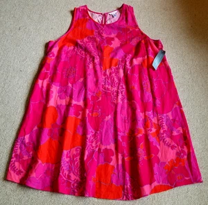 NWT Womens Dress-LONDON TIMES-pink/orange floral linen shift beachy Coastal-3X - Bild 1 von 6