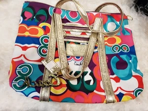 Bolso de Mano Coach Graffiti POPPY Signature Glam Estilo 13839 Multicolor Y2K - Imagen 1 de 10
