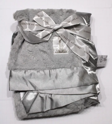 NWT Little Giraffe Posh Mink Baby Unisex Silver Blanket Satin Boy's Girl's NEW - Image 1 of 4