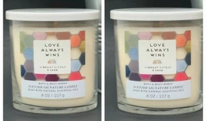 Bath & Body Works Set Of 2 * LOVE ALWAYS WINS * 8oz Single Wick Jar Candles NEW - Picture 1 of 10