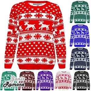 Kinder Weihnachten Pullover Rentier Schneeflocke gestrickt Mädchen Jungen Weihnachten Pullover Pullover - Bild 1 von 22