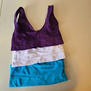 Unbranded Sports Bra Set of 3 Women's XS Purple White Blue NWOT - Picture 1 of 15