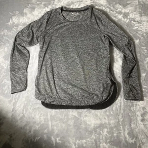 Athleta Uptempo Top Womens Large Gray Long Sleeve Polyester Stretch Thumbholes - Picture 1 of 4