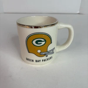 Vintage Green Bay Packers Mug, Helmet, Logo, Gold Rim Cream Color Coffee Cup USA - Picture 1 of 8