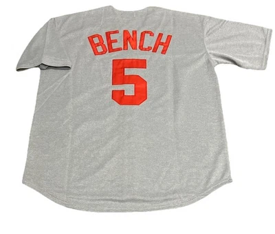 Camiseta deportiva para hombre Johnny Bench Cincinnati Reds XL NUEVA CON ETIQUETAS 1969 gris carretera retro retro retro Foto 1 de 4