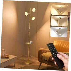 Floor Lamp with Shelf 3-Light Standing Tree Lamp Independent Control Gold-LED - Picture 1 of 7