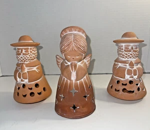 Juego de 3 candelabros votivos House Of Lloyd Terra Cotta-Ángel y 2 Padres Navidad - Imagen 1 de 24