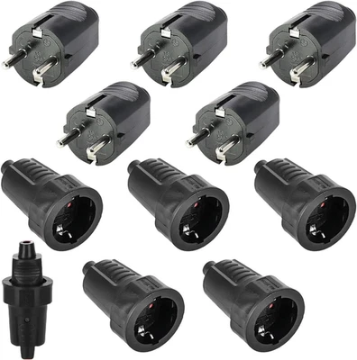 5 Coppie Di Connettori Schuko, Spina Di Contatto Di Protezione IP54 250V 16A, Se - Immagine 1 di 4