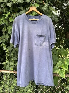 Vintage 90s Sun FADED Blank Distressed Grunge THRASHED Smoked Pocket T-Shirt XL - Bild 1 von 13