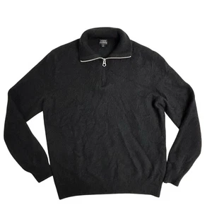 J.CREW Everyday Cashmere Half-Zip Sweater for Men Size Large Black EUC J6440 - Picture 1 of 9