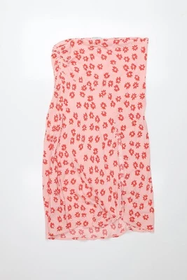 Bershka Womens Pink Floral Wrap Midi Skirt Size 10 - Image 1 of 4