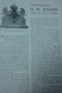 *VECCHIO ARTICOLO : IL SS SUDARIO CHIESA DI CORTE IN ROMA - 1930 - Bild 1 von 1