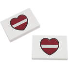 2 x 45mm 'Latvia Flag Heart' Erasers / Rubbers (ER00037549)
