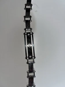 Bracciale Acciaio Unisex Con Brillanti Nuovo Con Etichetta - Picture 1 of 4