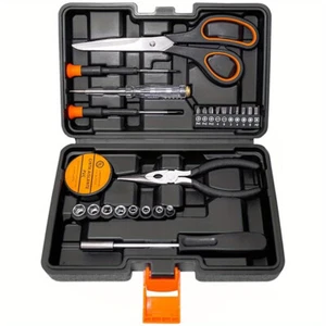26 Piece Tool Set General Household Hand Kit with Plastic Toolbox Storage Case - Picture 1 of 5