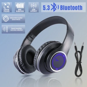 Super Bass Wireless Headphones Headsets Bluetooth 5.3 Stereo Over-Ear Earphones - Picture 1 of 40
