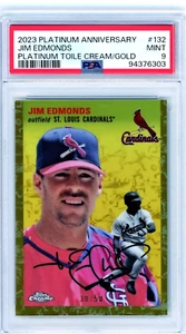 Jim Edmonds 2023 Topps Platino Aniversario #132/50 PSA 9 Como Nuevo Toile Crema/Dorado - Imagen 1 de 6
