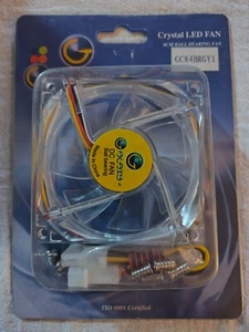 Coolmax Crystal LED Cooling Fan 80mm x 80mm 8cm Ball Bearing Fan Clear Case - Picture 1 of 2