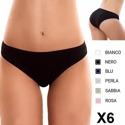 6 Slip Mutande Donna Intimo In Cotone Elasticizzato Anallergico Morbido Basic • 13.90€
