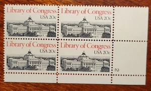 Scott # 2004 - Library of Congress - MNH - 1982 -Plate Block of 4  Free Shipping - Picture 1 of 2