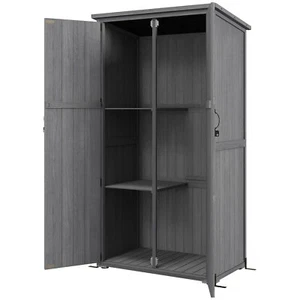 Wooden Outdoor Storage Cabinet Garden Shed with Waterproof Asphalt Roof and Lock - Picture 1 of 9