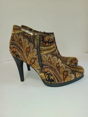 Botines Diba para mujer de tela tapiz cachemir marrón y dorado talla 8M Foto 1 de 4