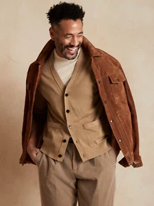 Banana Republic M T Bio-Baumwolle Strickjacke mittelgroß Kokosnussschale neu mit Etikett #817975 - Bild 1 von 4