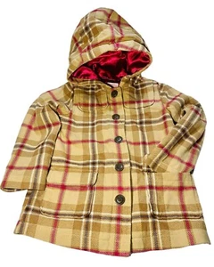 Jacket Coat Pink Plaid Tan Brown Size 5t Girls Kids Old Navy - Picture 1 of 8