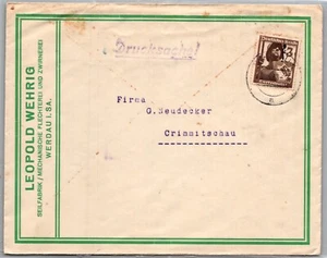 GERMANY 1937 WWII POSTAL HISTORY COVER ADDR CRIMMITSCHAU CANC WERDAU - Picture 1 of 2