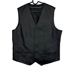 CANDA Leather Waistcoat Mens LARGE Black Genuine Biker Vest Pig Nappa Button