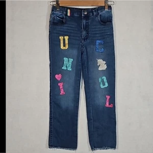 365 Kids Garanimals Girls Unicorn Patch Jeans Size 7 - Picture 1 of 4