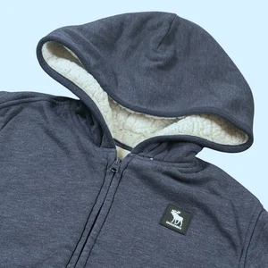 Abercrombie Kids Boys 15 / 16 Dark Blue Sherpa Lined Zip Up Hoodie Sweater - Picture 1 of 5