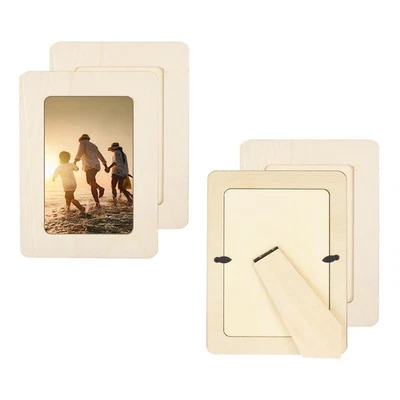 4Pcs DIY Wood Frames, Unfinished Wood Picture Frames for Crafts, 7.5 x 5.5" - Image 1 of 4