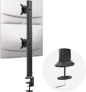 HEMUDU Dual Monitor Articulating Desk Mount Arm Stand - Vertical Stack Black - Picture 1 of 8