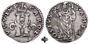 MILANO Denaro da 8 soldi ARGENTO Carlo V d'Asburgo (1535-1556) - Foto 1 di 4