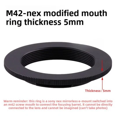M42-NEX Flat Lens Adapter Ring M42 To Sony E-Mount NEX Adapter M42-NEX 5MM Thick - Image 1 of 4