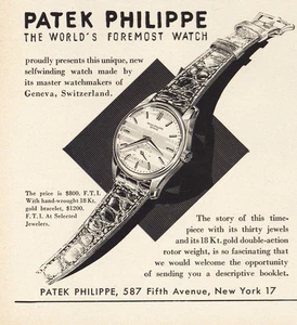 1955 Patek Philippe Watch: Selfwinding Vintage Print Ad - Picture 1 of 1