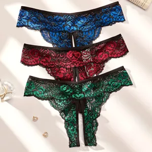 Sexy Crotchless Underwear Glamour Panties Thong String Briefs Knickers Lingerie - Picture 1 of 19