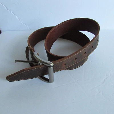 Пряжка совершенно коричневый кожаный ремень с металлической пряжкой-sz 32-США-nwot - Изображение 1 из 4
