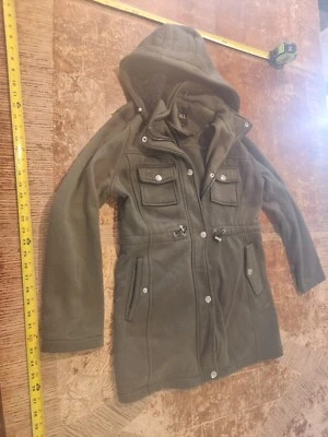 Big Chill Olive Leopardo Forrado Sherpa Capucha Vellón Anorak Para Mujer Grande #S128 Foto 1 de 3