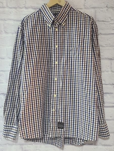 Sacoor Brothers Casual Button Down Shirts Men's XXL Blue Brown Plaid Long Sleeve - Picture 1 of 6