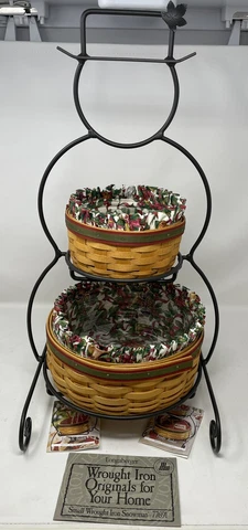 2000 Longaberger Wrought Iron Frosty Stand Baskets Liners Protectors See Descrip Cover