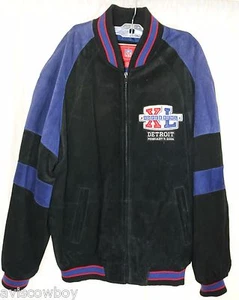 Giacca Varsity Superbowl XL 2006 Detroit NFL Steelers Seahawks Pelle Uomo L  - Foto 1 di 4