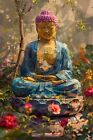 Colourful Buddha Zen Canvas Picture Print Large Wall Art