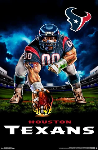 Houston Texans FEROCIOUS FOOTBALL NFL Football Theme Art 22x34 Wall POSTER Cover