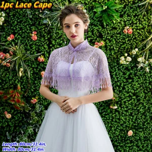 Women Lace Capelet Shawl Bridal Cover Up Wrap Tassel Bolero Wedding Dress - Picture 1 of 21