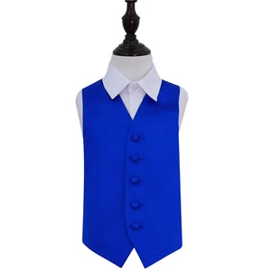 Royal Blue Satin Plain Solid Page Boys Kids Wedding Waistcoat Suit Vest by DQT - Picture 1 of 4