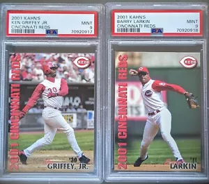 2001 Ken Griffey Jr. & Barry Larkin PSA 9 Kahn's Cincinnati Reds POP OF 2! - Bild 1 von 5