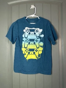 Children's Place Boys ⅞ Gaming Gamer Controller Blue Teal Shirt - Picture 1 of 3